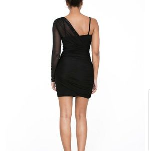 One sleeve black dress